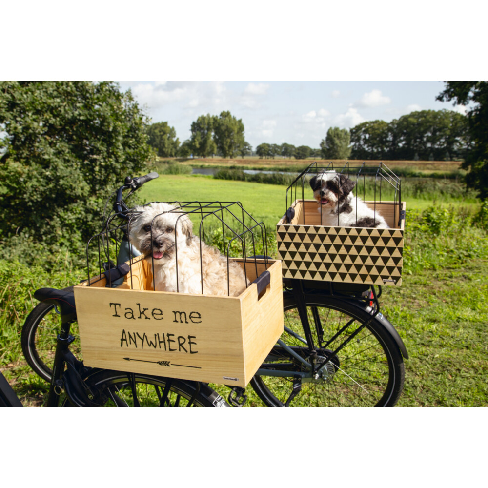 Beeztees Houten Fietsmand Journey met Draadkap 45 x 33 x 45 cm
