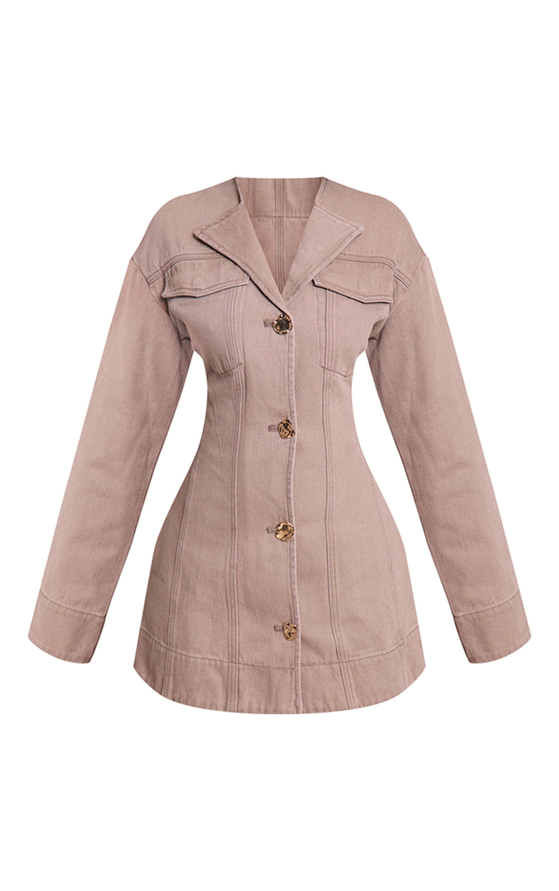 Champignon Robe En Denim À Manches Longues Avec Détails De Boutons Petite Taille