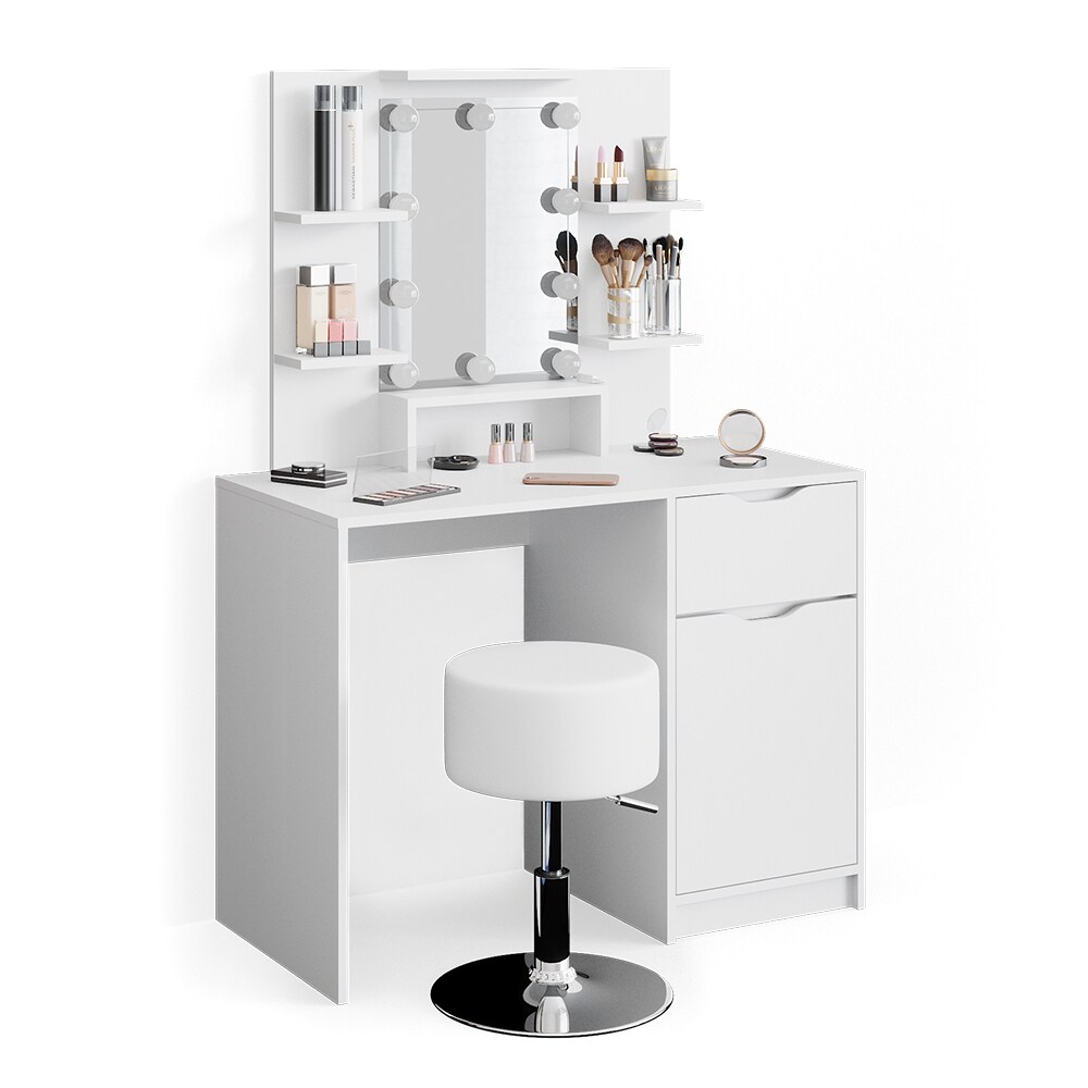 Vicco Schminktisch Ruben weiß Hocker LED-Beleuchtung Frisiertisch Frisierkommode