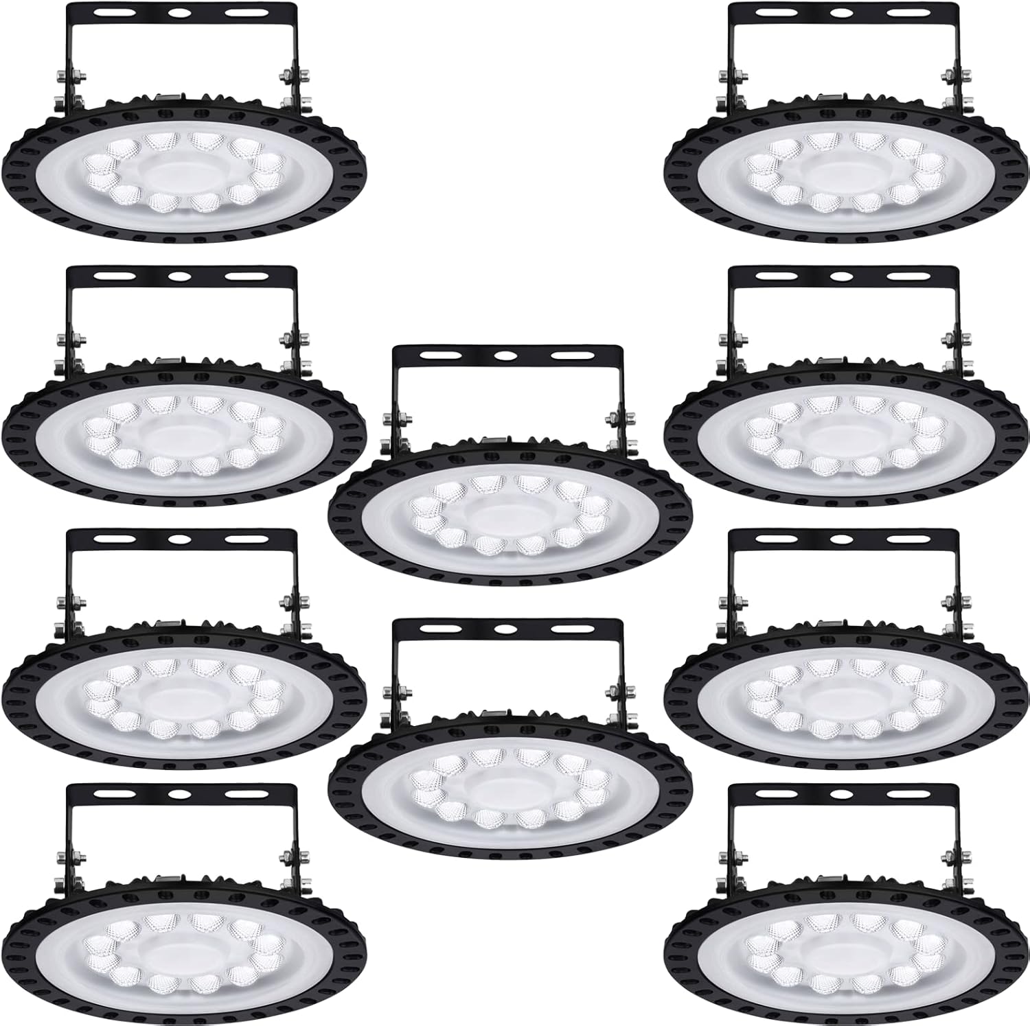 10 Stück UFO Industrielampe, 50W LED Hallenstrahler, 6500K Kaltweiß High Bay Licht, IP67 Deckenleuchte Werkstatt, Strahler für Fabrikhallen, Hallenbeleuchtung