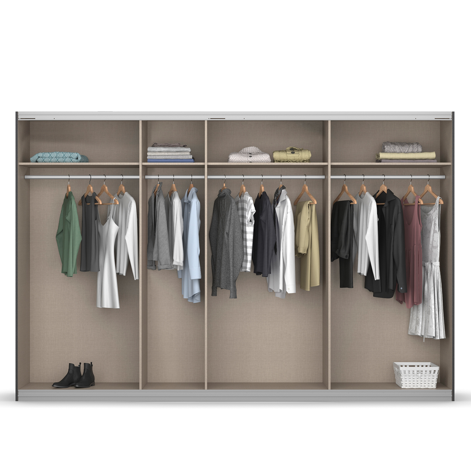 Schwebetürenschrank - Alpinweiß - 2 Spiegeltüren - 315x210 cm