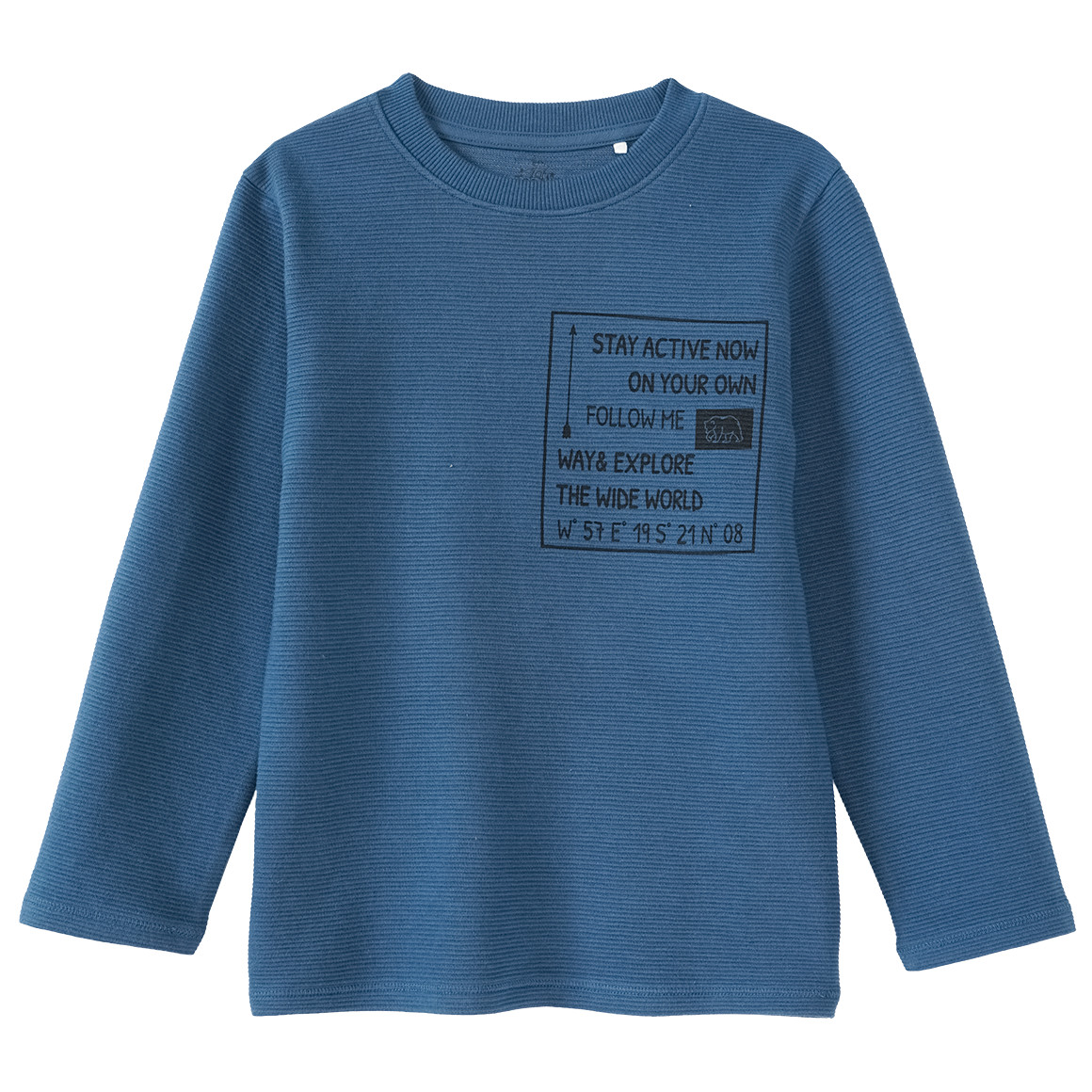 Topolino Jungen Langarmshirt mit Rippstruktur dunkelblau