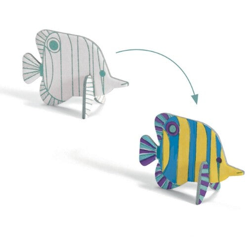 Djeco kleurplaat 3D speelfiguren - oceaan