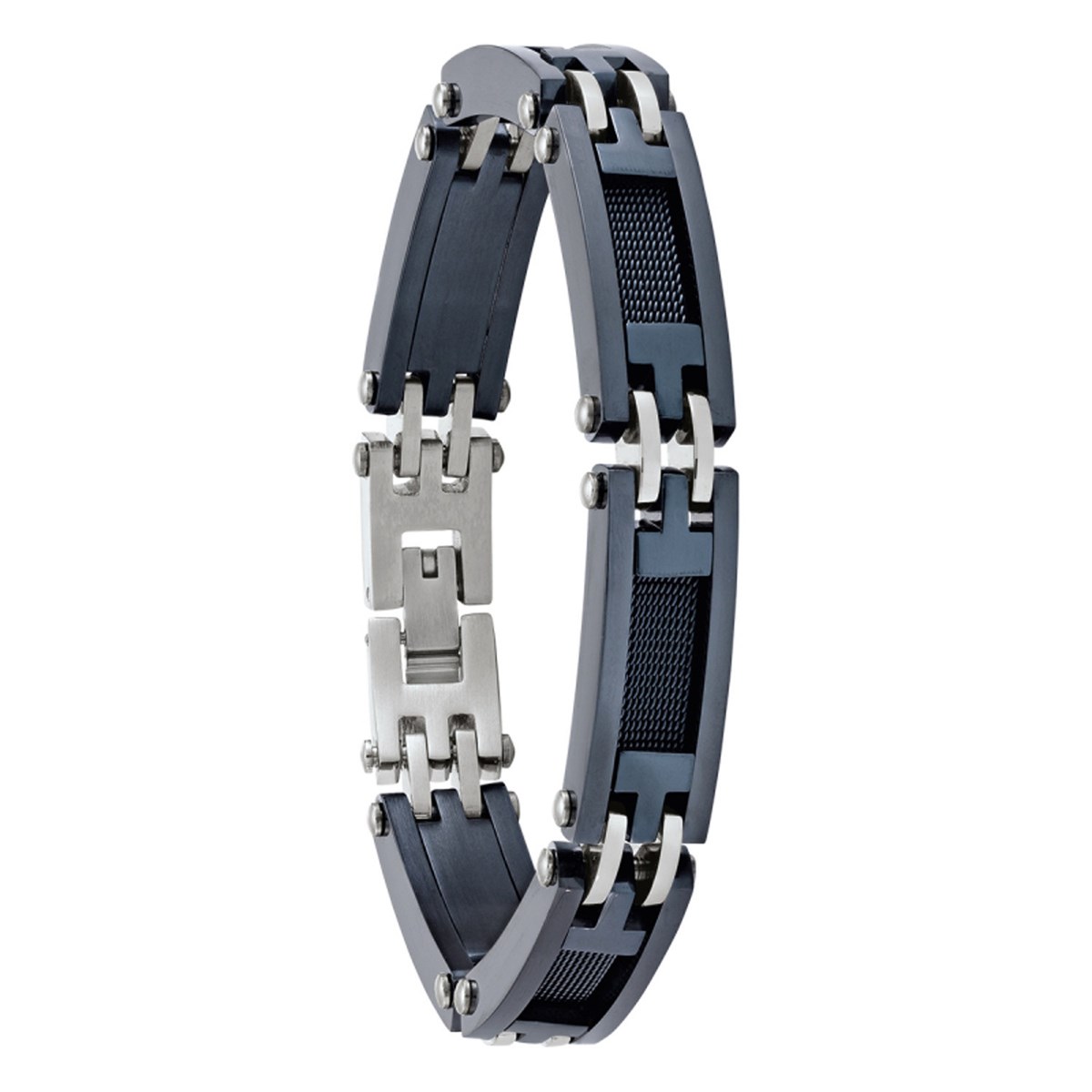 Bracelet homme Jourdan Zéphir acier blanc et bleu