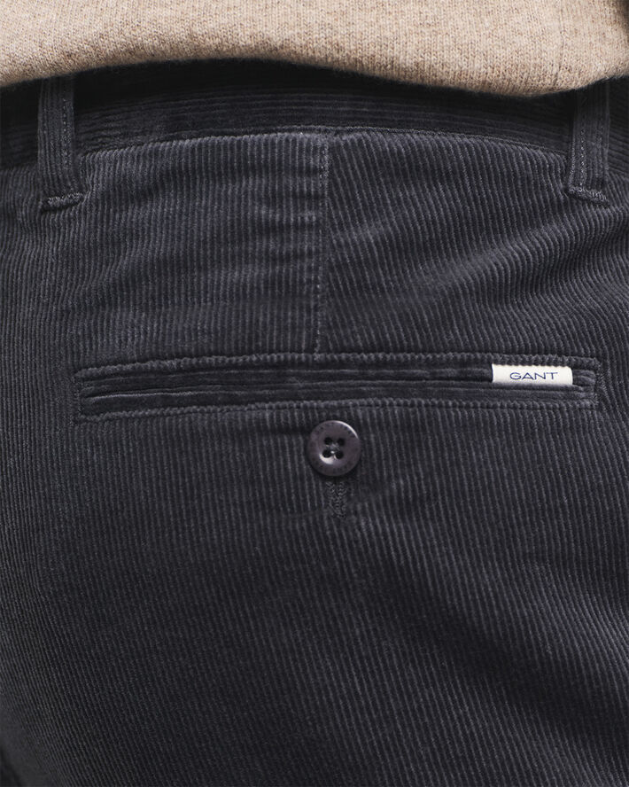 Gant REGULAR CORD CHINOS Black grey