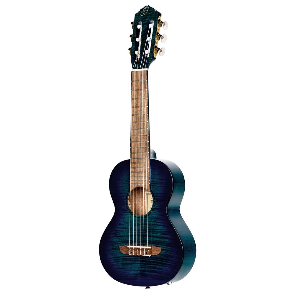 Ortega Mini/Travel Series RGLE18BLF Faded Blue elektrisch-akoestische guitalele met gigbag