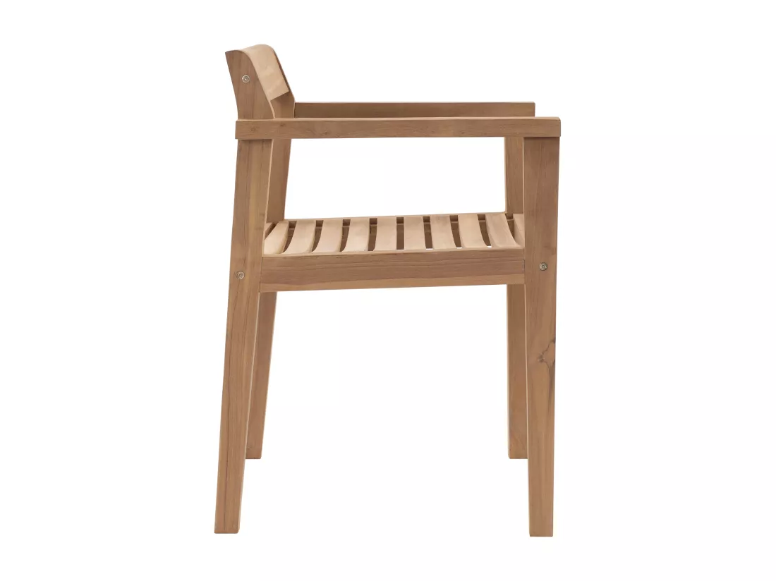 Salle à manger de jardin en teck : 1 table L.135 cm + 4 fauteuils - Naturel clair - TRIANI de MYLIA