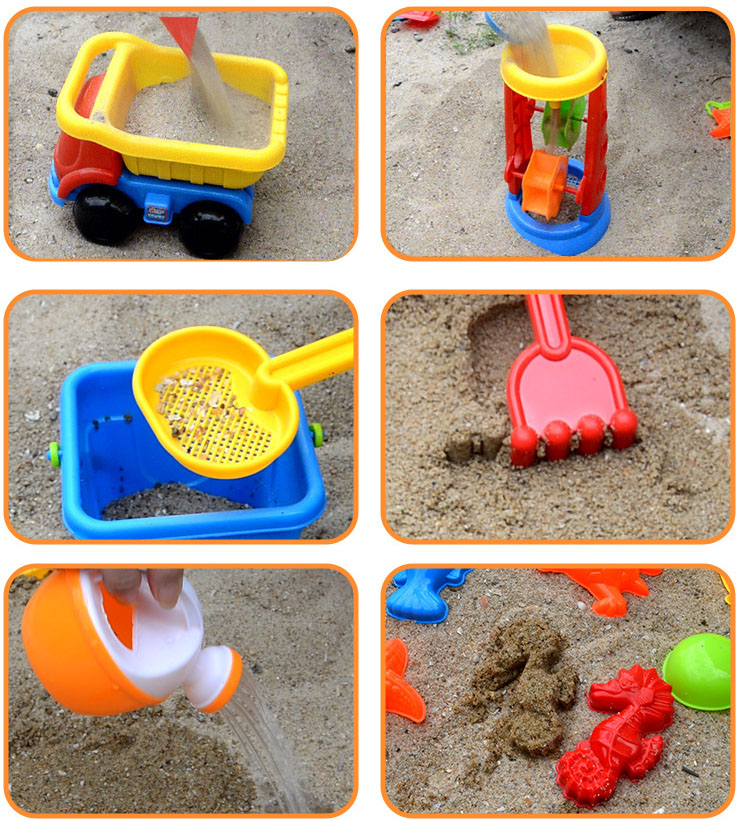 (20-tlg. Set) Kinder Sand Spielzeug Eimer Sandkasten Outdoor Spiel inkl. Fahrzeug Kipper / Förmchen / Rechen / Schaufel - Bunt