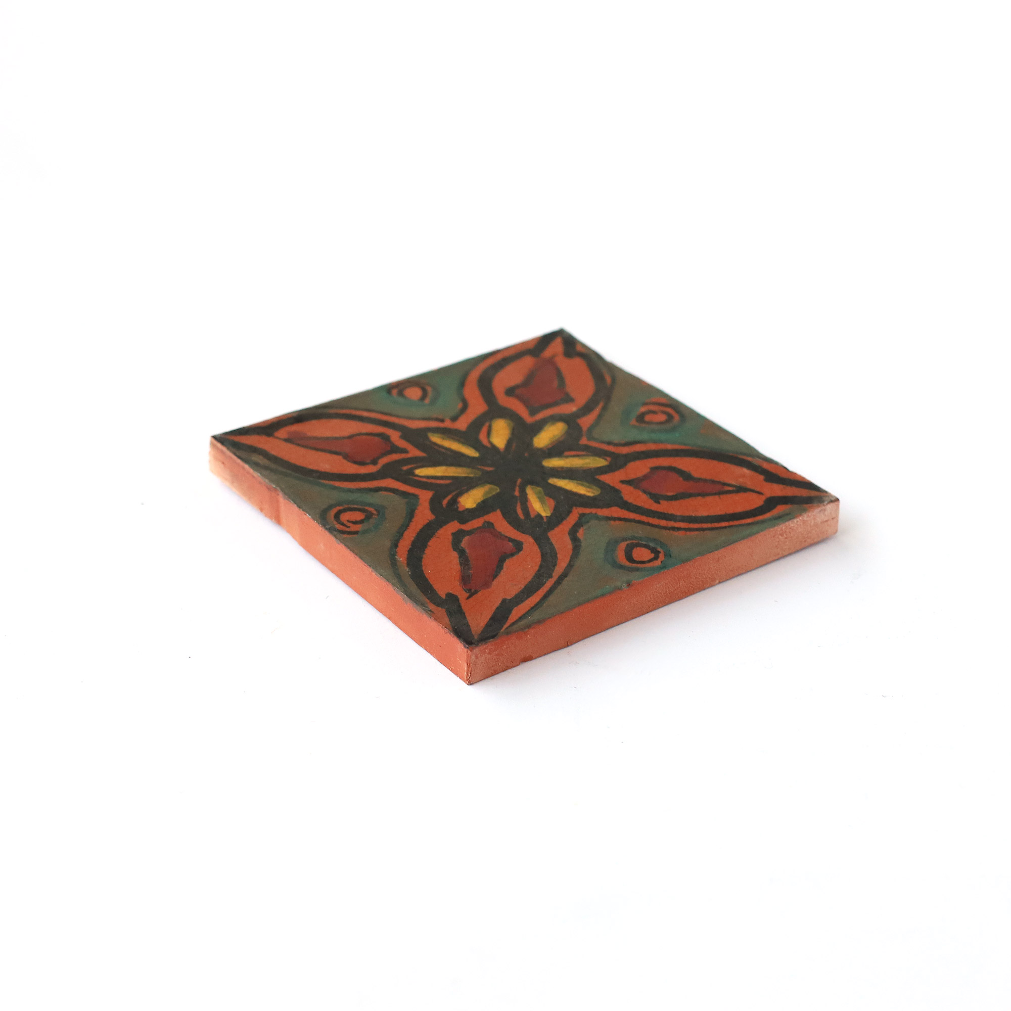 Kachel 'Fleur brune Craquelé', multicolor, T 10 cm, B 10 cm, H 1 cm von fischer's lagerhaus