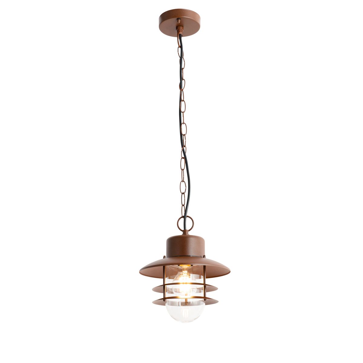 Industriële hanglamp roestbruin IP44 - Shell