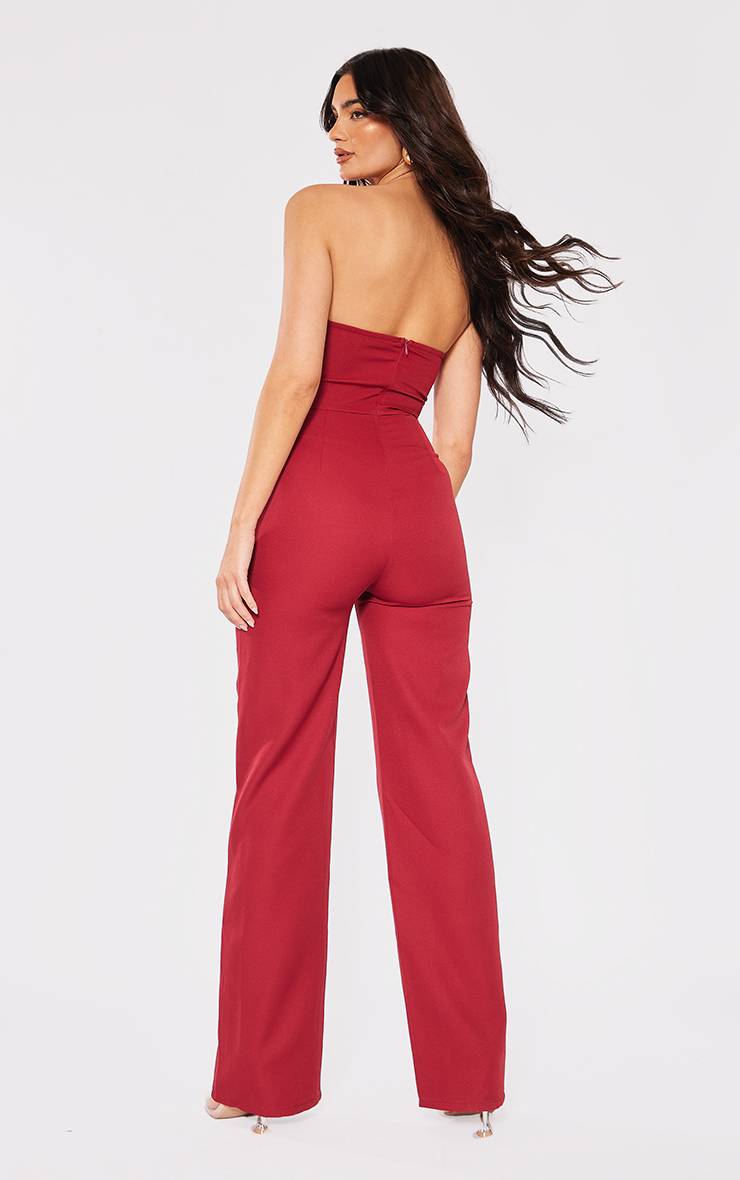 Cherry Red Combinaison À Découpes Avec Corset Froncé