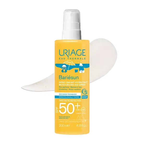 Protetor solar hidratante infantil em spray Uriage Bariésun FPS 50+ sem fragrância 200ml