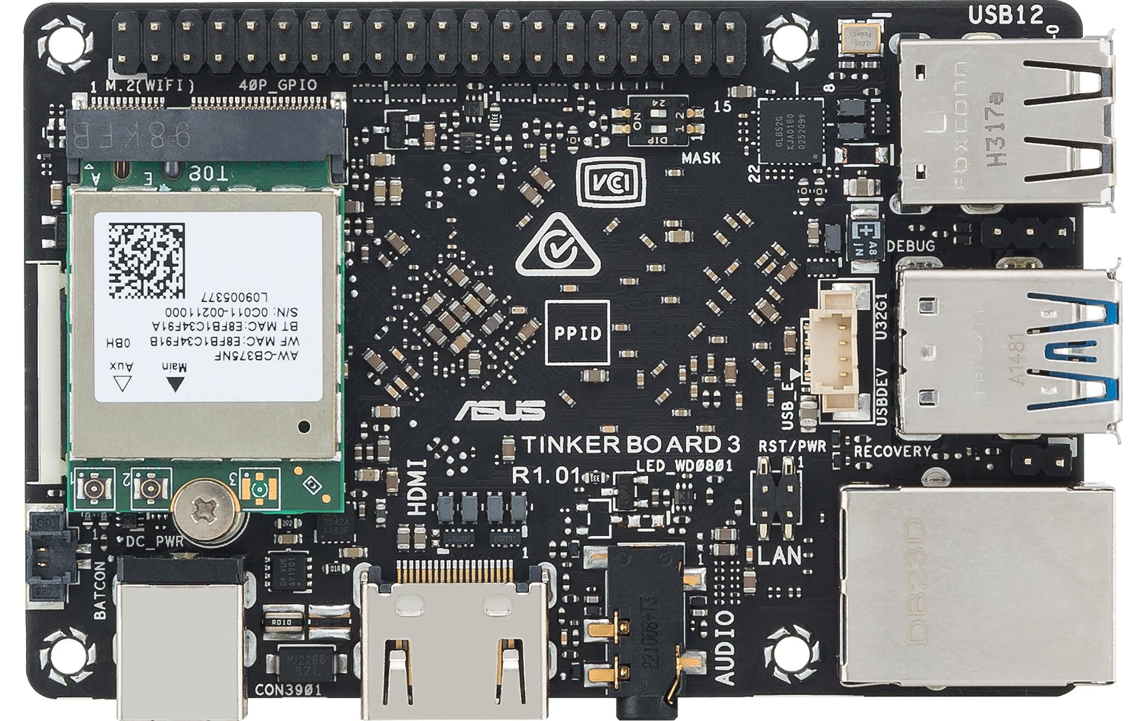 Entwicklerboard Tinker Board 3Kompaktes Entwicklerboard mit Quadcore Prozessor und 2 GB Arbeitsspeicher