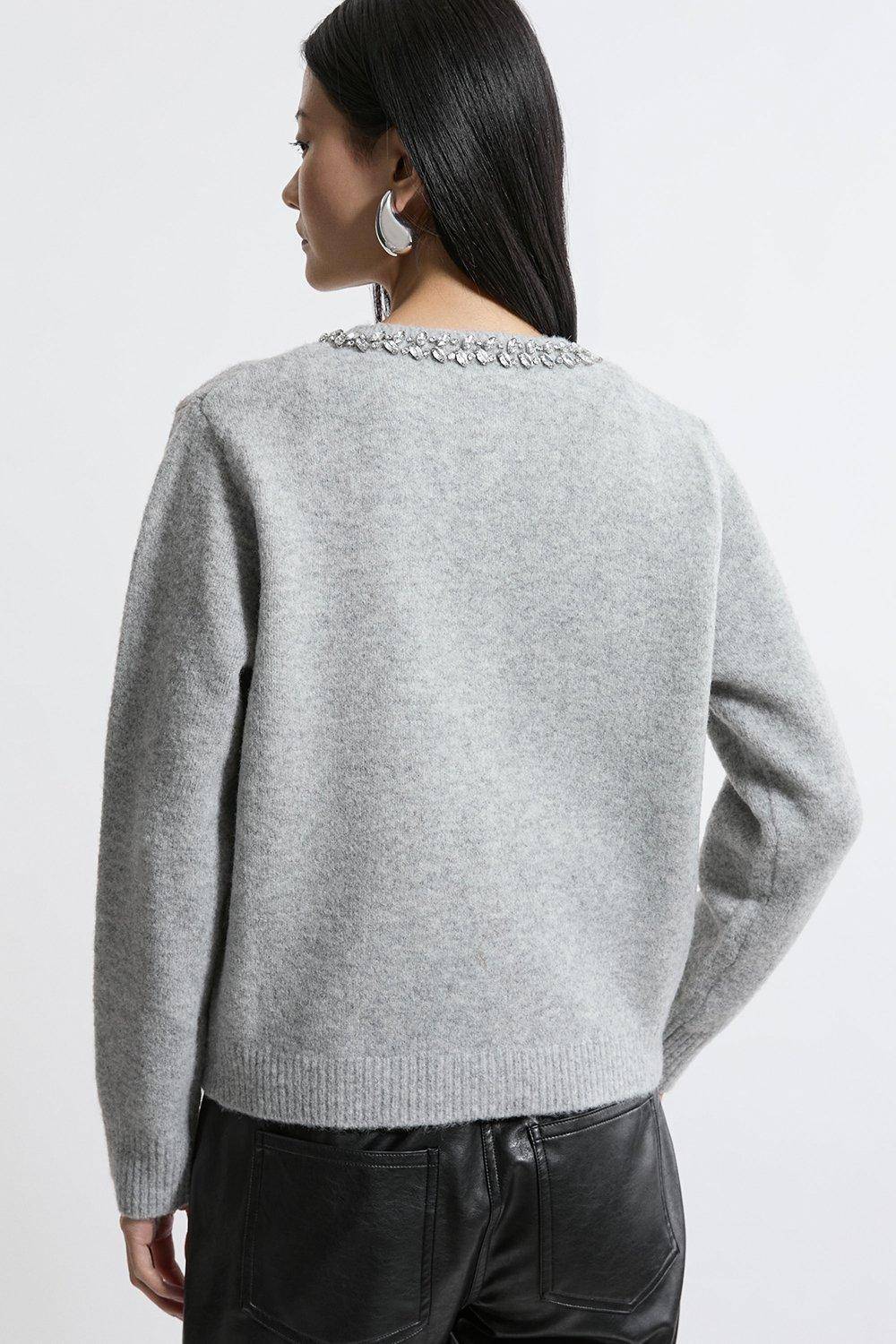 KarenMillen Cardigan en Maille Douillette à Finitions Ornées