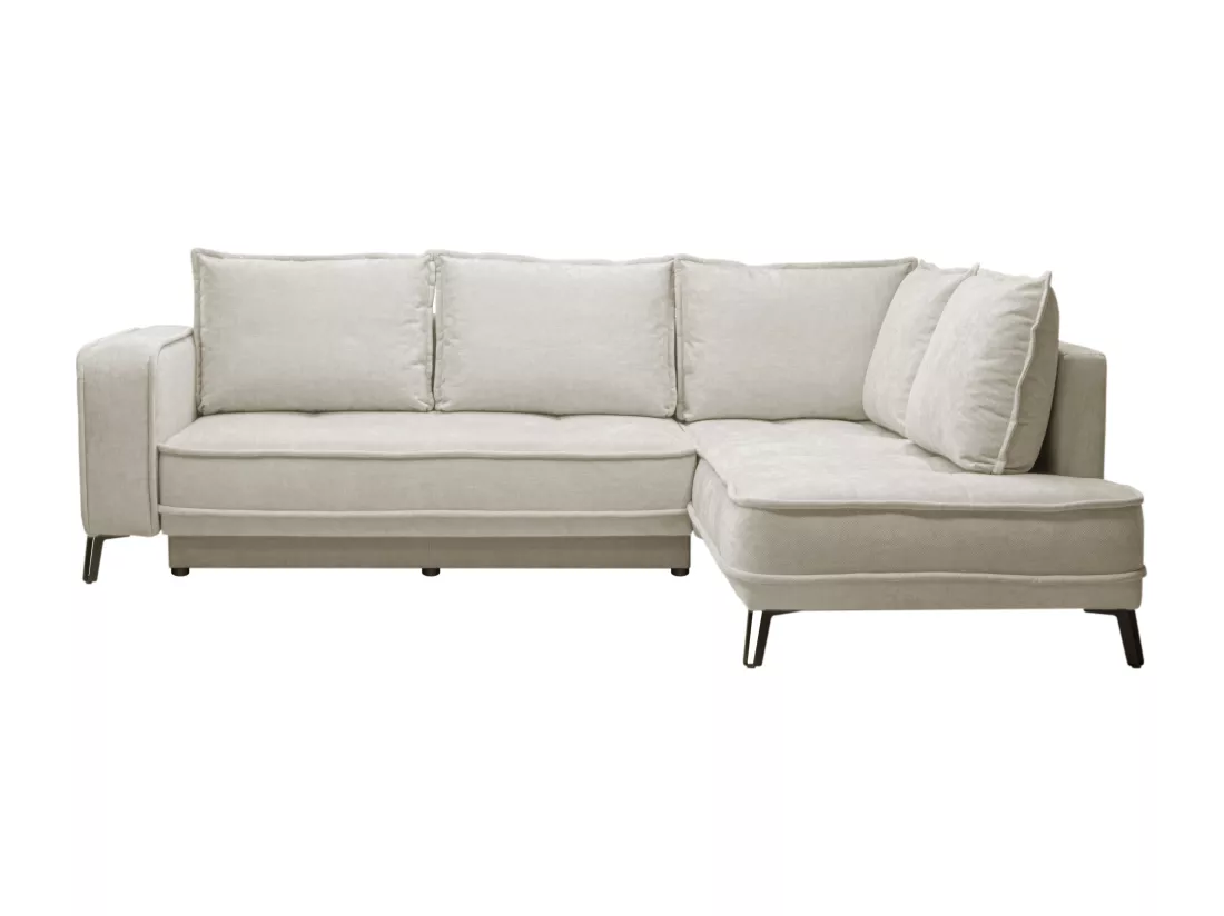 Canapé d'angle droit convertible en tissu beige BALCORIA de Maison Céphy