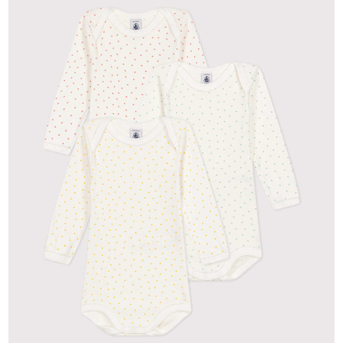 PETIT BATEAU<br>Conjunto de 3 bodies de manga comprida