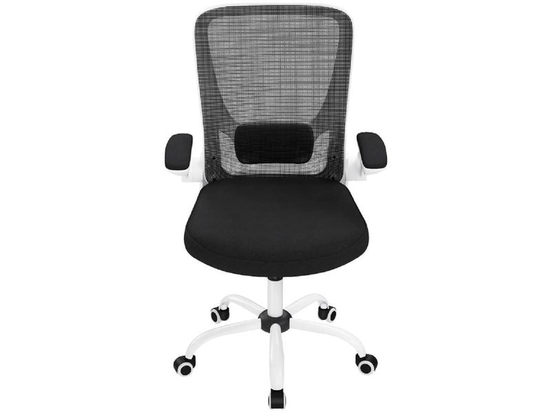 Songmics Bürostuhl mit klappbaren Armlehnen, Schwarz / Weis Ergonomischer Bürostuhl