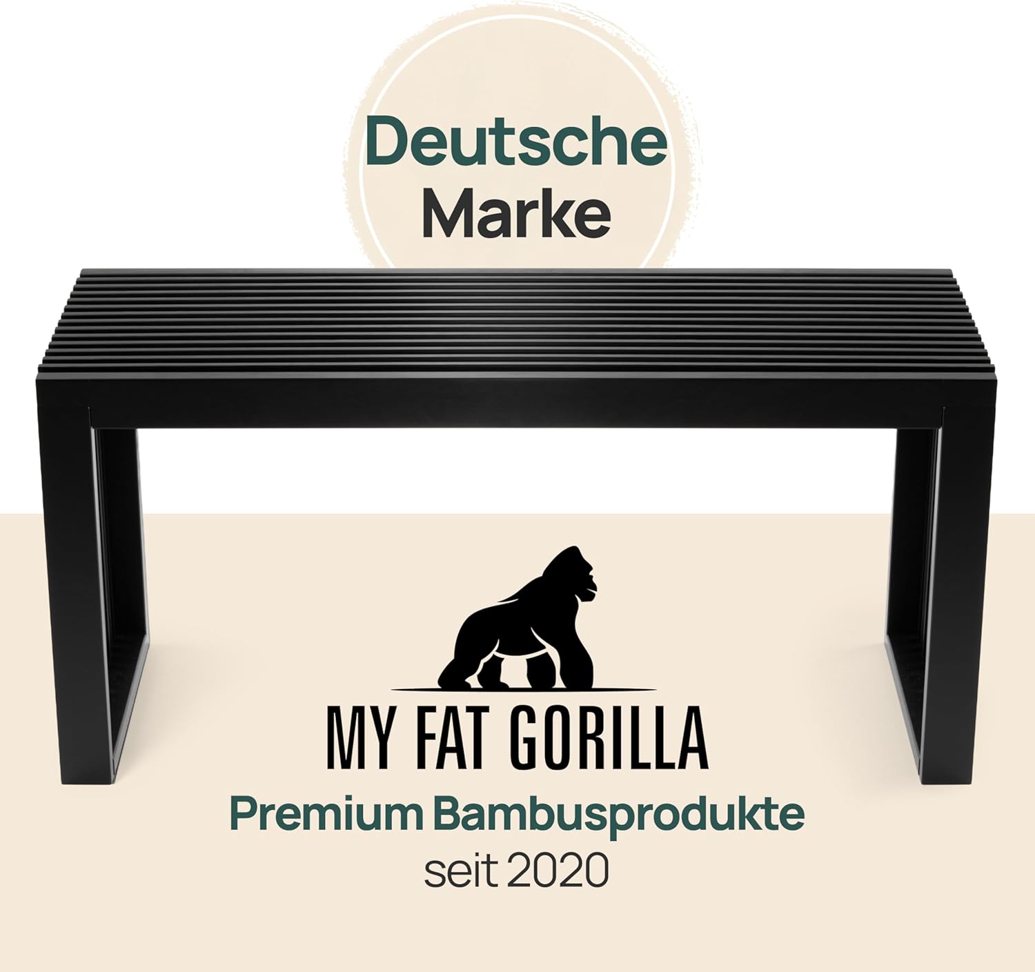 Sitzbank aus Bambus Schwarz – stabile Holzbank ohne Lehne für Flur, Bad, Küche, Esszimmer oder Schlafzimmer – kleine Sitzbank Holz 90x33x43 cm – bis 250kg belastbar