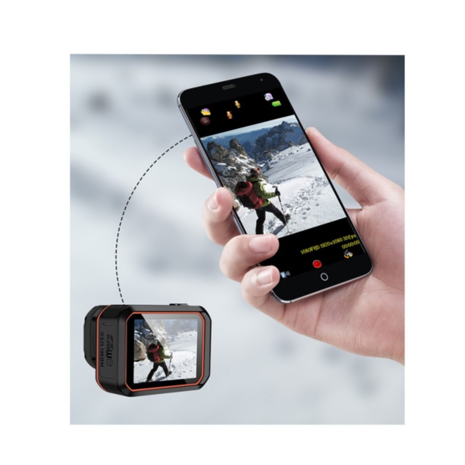 4K@60fps Ultra HD Action Cam WiFi Kamera 170° Weitwinkel 2“ IPS Display Micro SD Kartenslot und Fernauslöser   Halterungen (IP44) - Schwarz