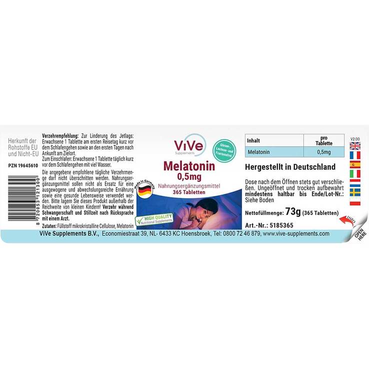 Melatonin 0,5 mg Tabletten, 365 St