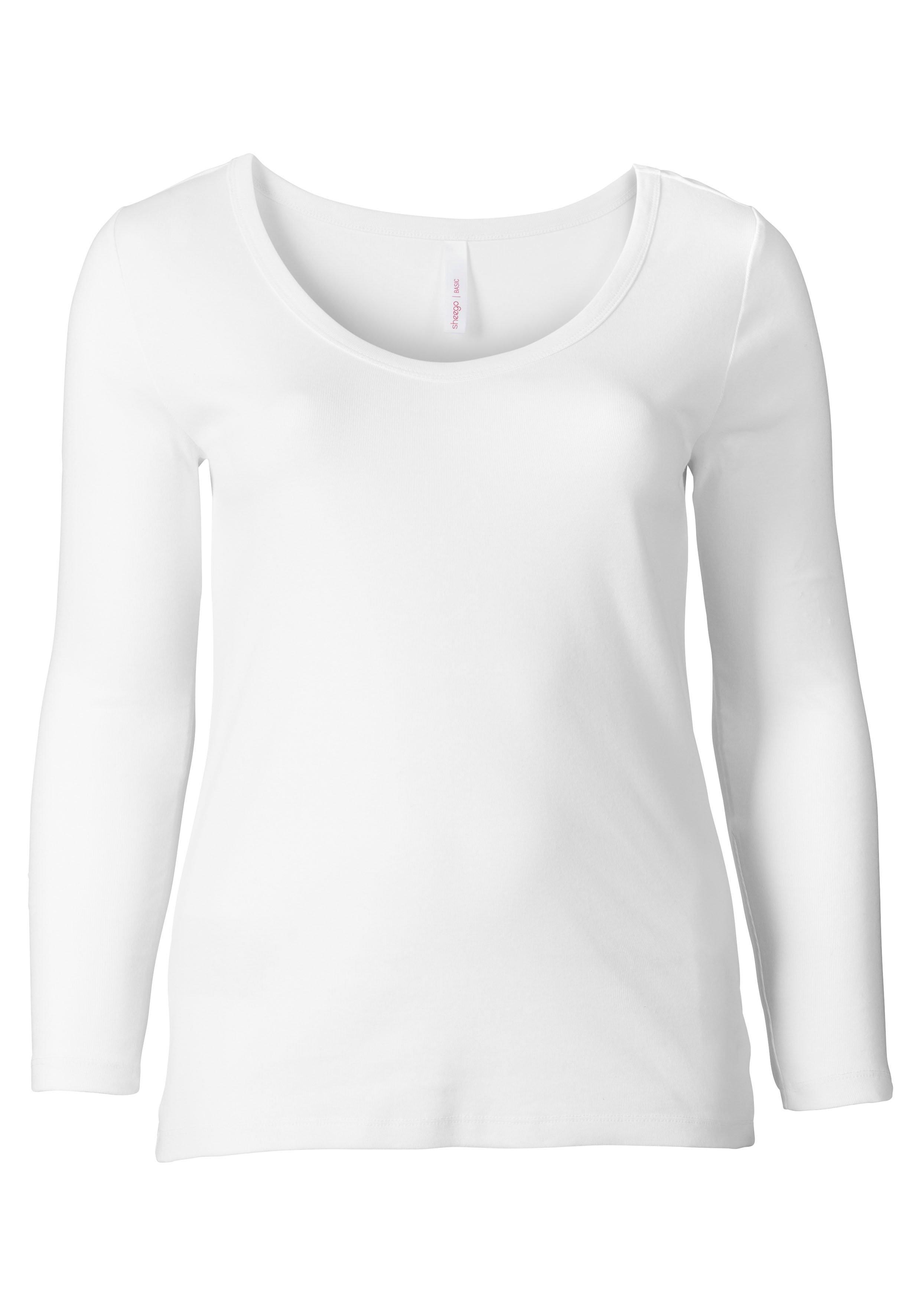 Langarmshirt mit Rundhalsausschnitt, in Rippqualität