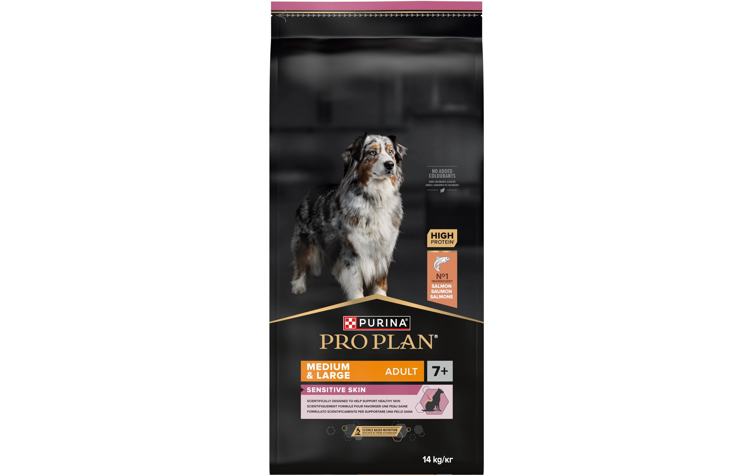 Trockenfutter M/L Adult 7+ Sensitive Skin Lachs, 14 kgAlleinfutter für mittelgrosse und grosse Hunde ab 7 Jahren