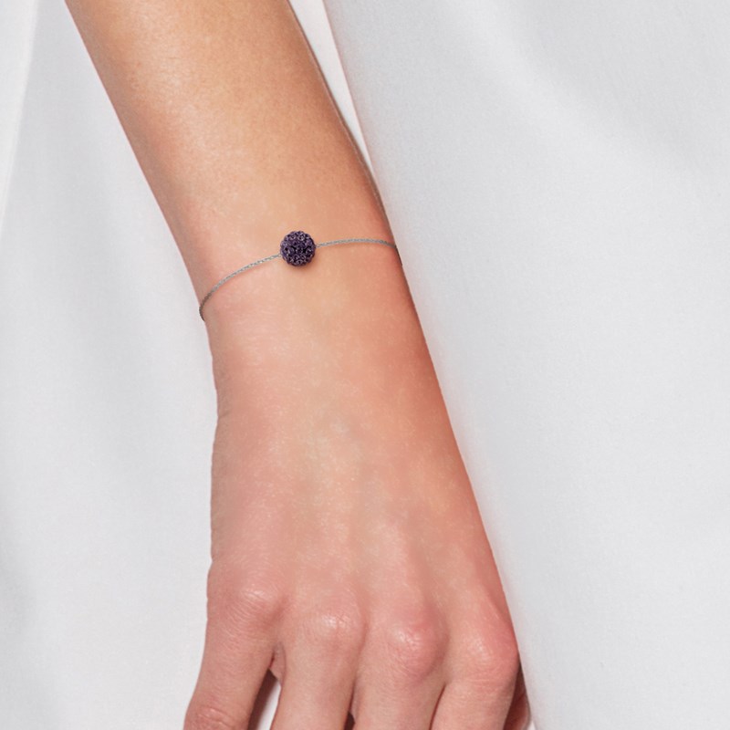 Bracelet - Boule cristal violet - Argent 925