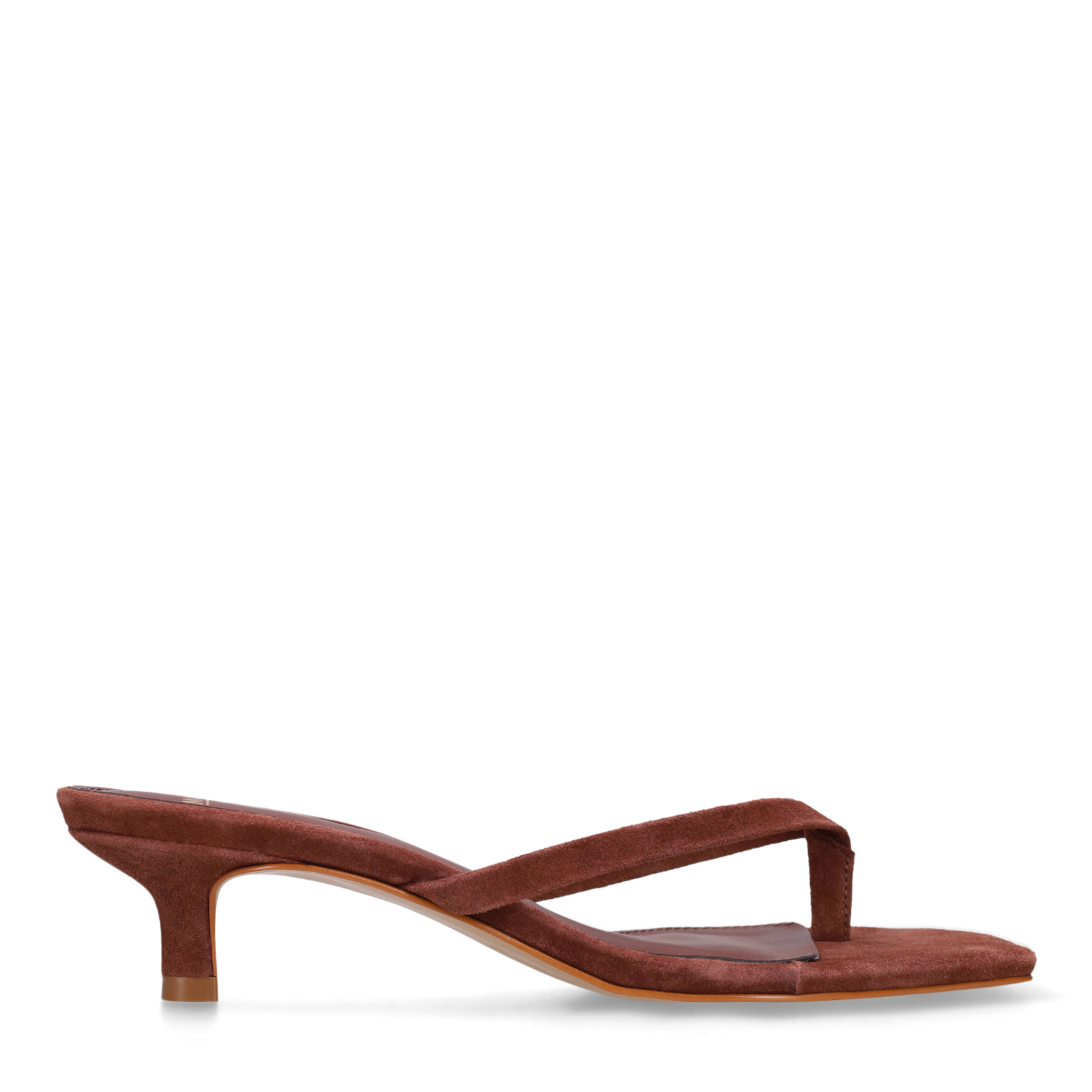 Bruine suède hak slippers