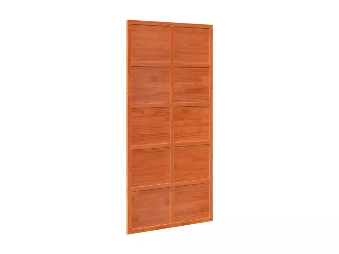 Porte de grange marron cire 100x208 cm bois massif de pin