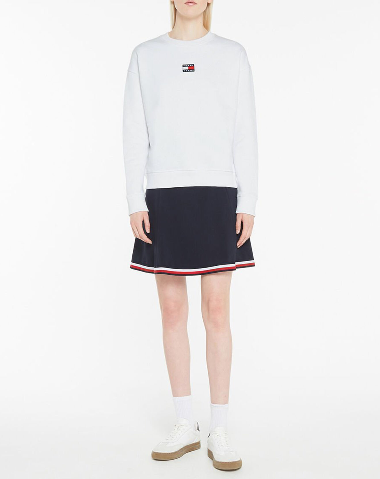 Tommy Jeans Sweat Tommy Center Badge Crew blanc