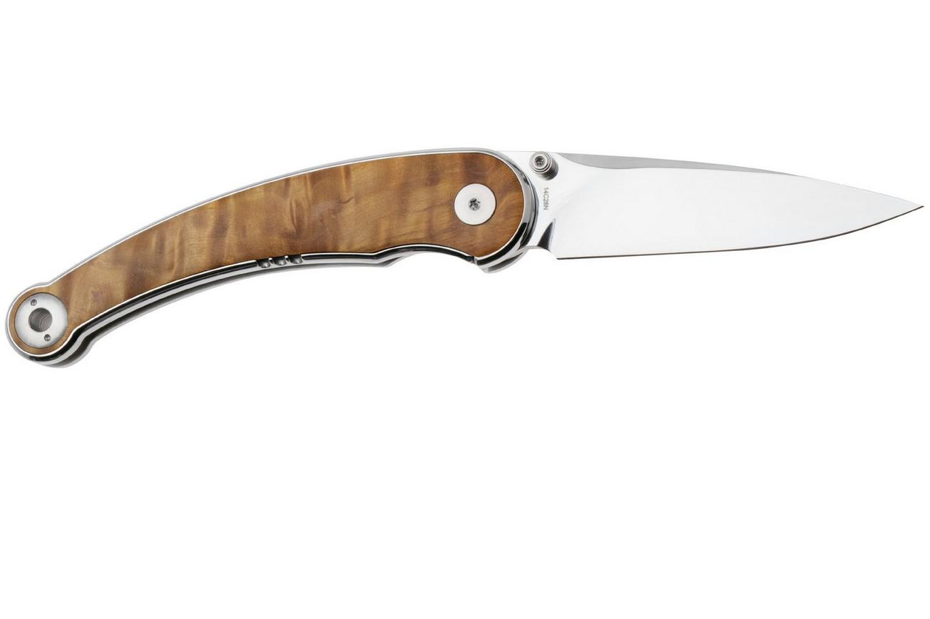 QSP Knife Dolphin 161-B Polished 14C28N, Stabilized Wood, zakmes