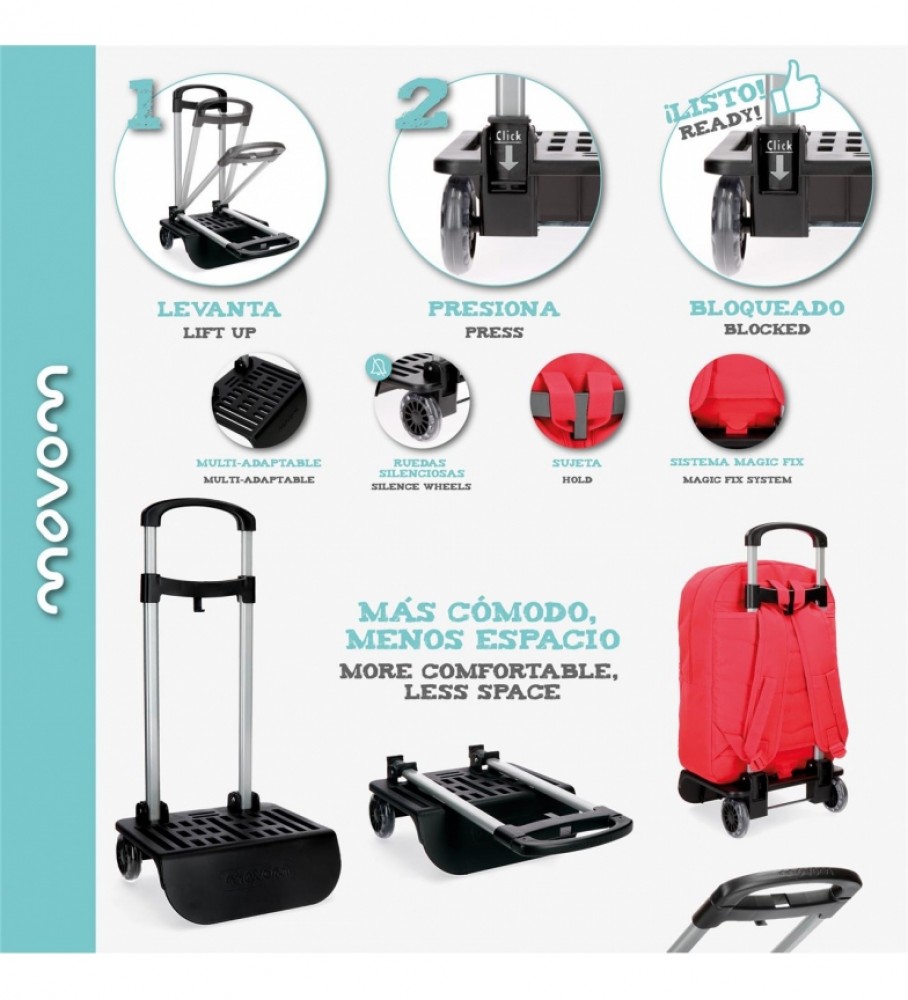 Carrinho Escolar Dobrável Movom, Preto -85cm-