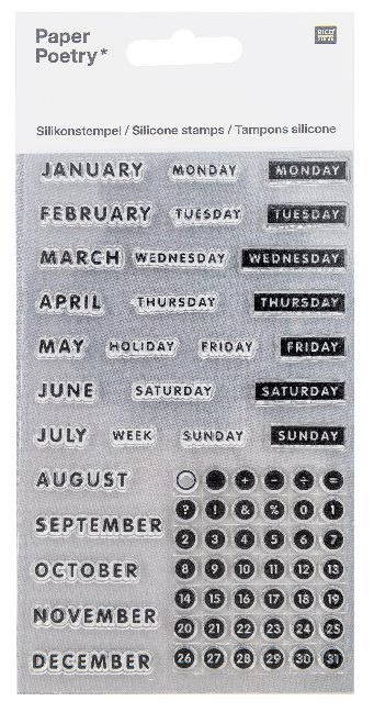 Silikonstempel, Bullet Diary, Kalender, Druckschrift
