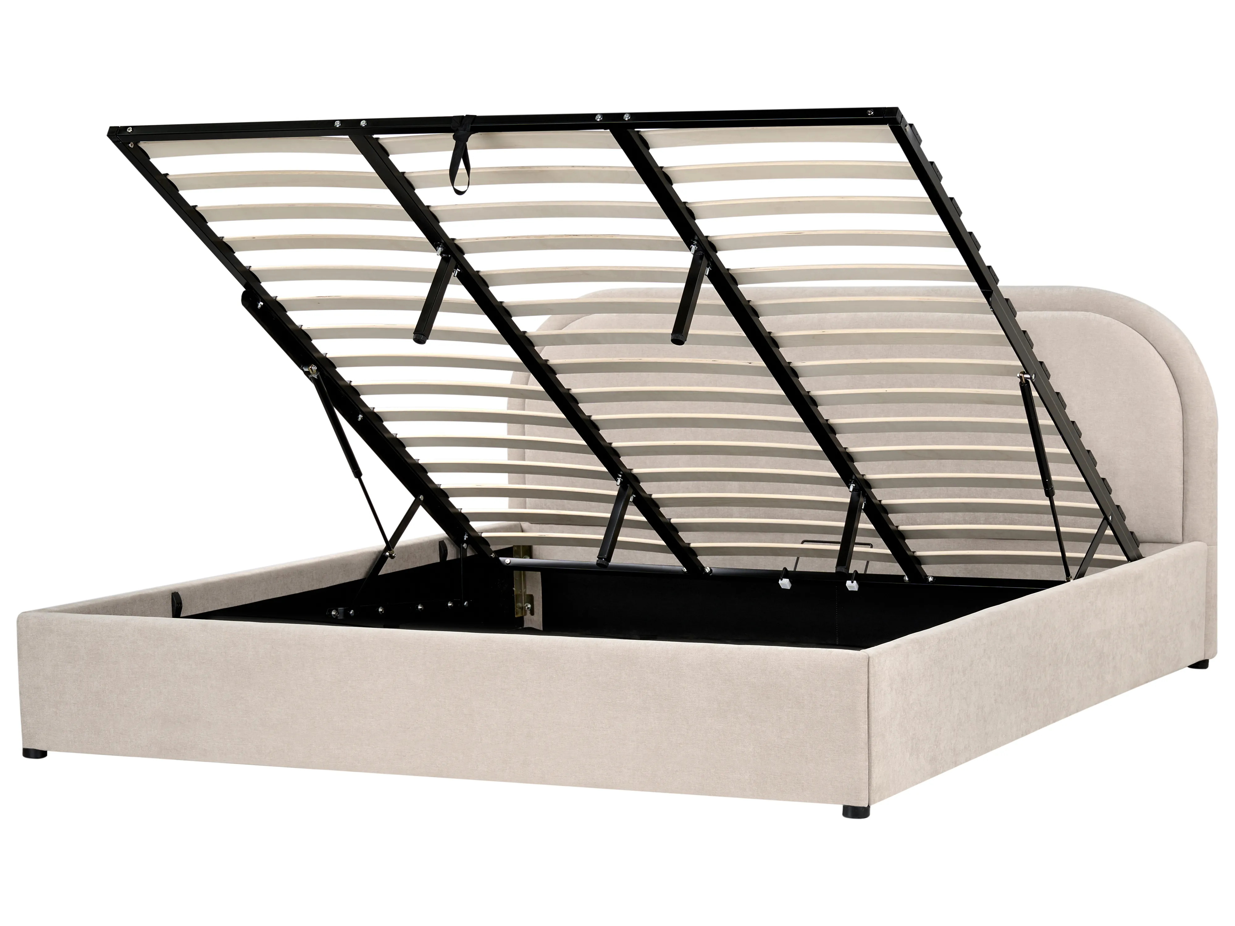 Bed met opbergruimte Chenille QUILLIEN 180 x 200 cm Lichtbeige