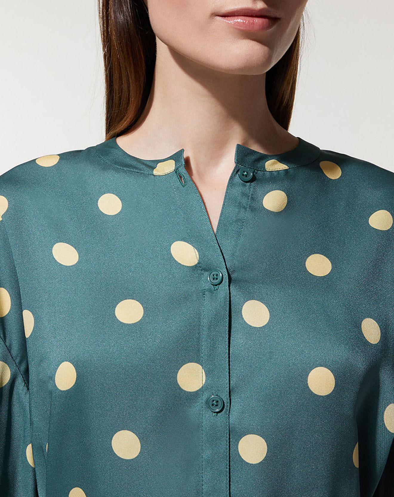 Jodhpur Top effet satiné Matis à pois vert