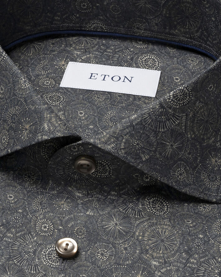 ETON Contemporary Fit Brown Motif Signature Twill Shirt Brun