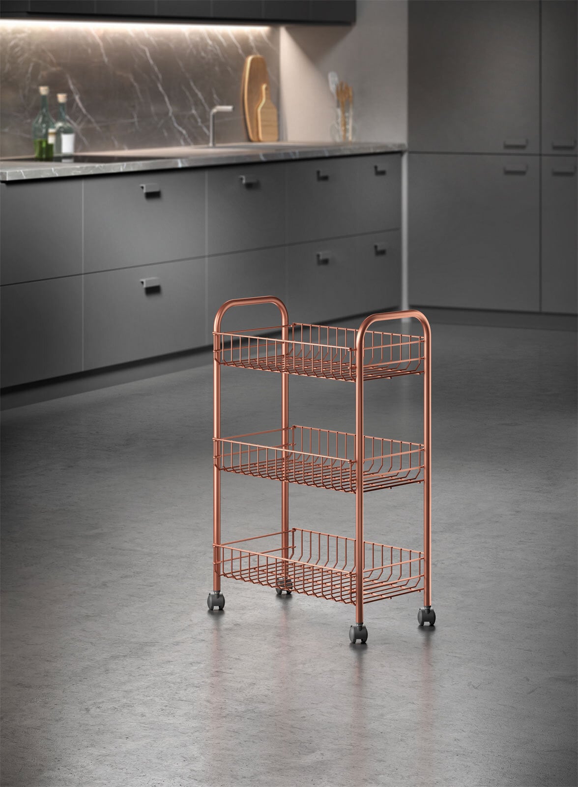 metaltex Allzweckwagen LUGANO 3-Etg. kupferfarbig