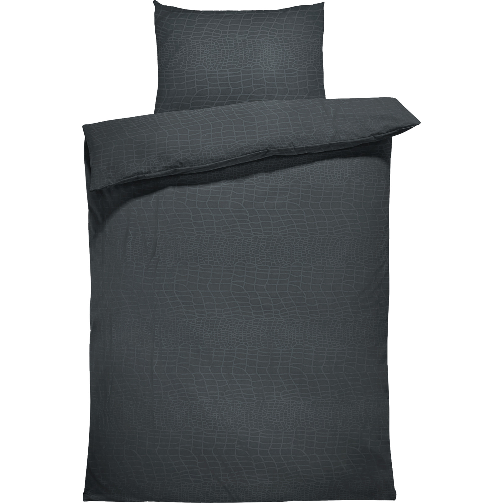 Bettwäsche Microvelours Krokodilhaut uni 160x210 65x100 Bettanzug Nord, anthrazit