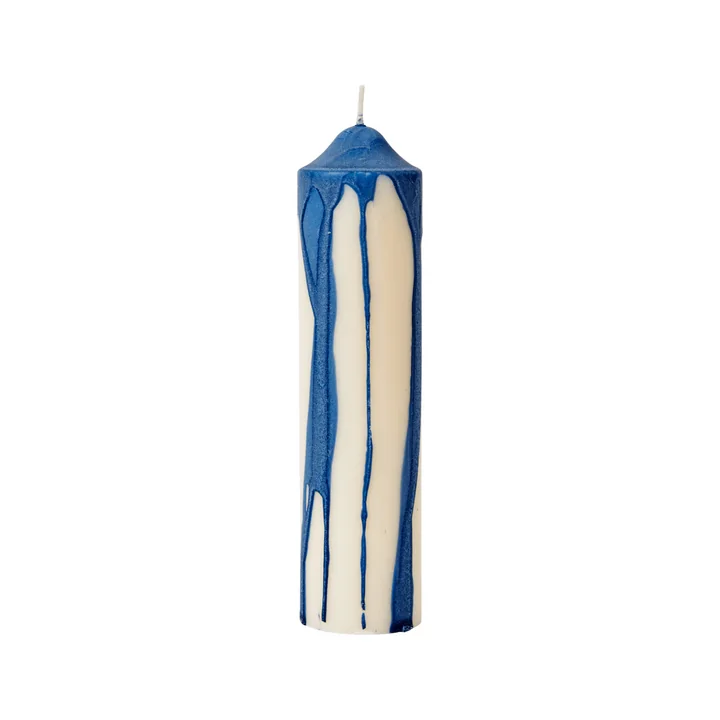 Ferm Living - Dryp Blockkerze, H 20 cm, weiss / tiefblau