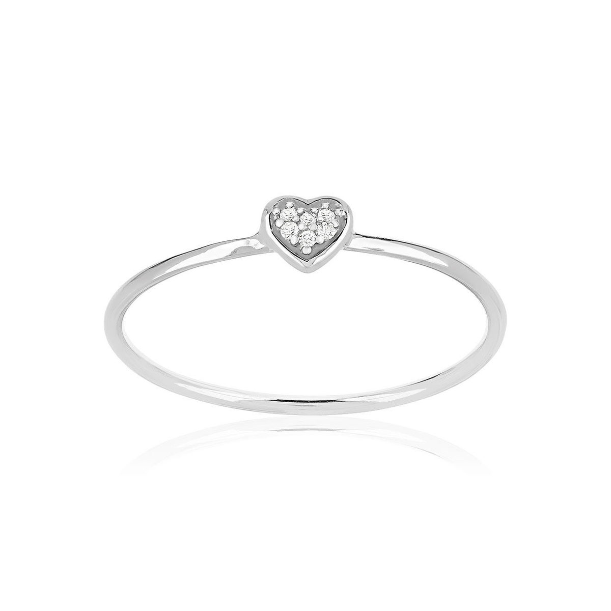 Bague or 375 blanc coeur diamants