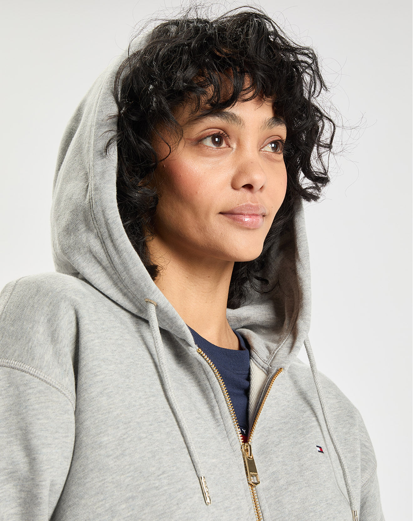 Tommy Hilfiger Sweat 100% Coton Bio zippé Through gris chiné