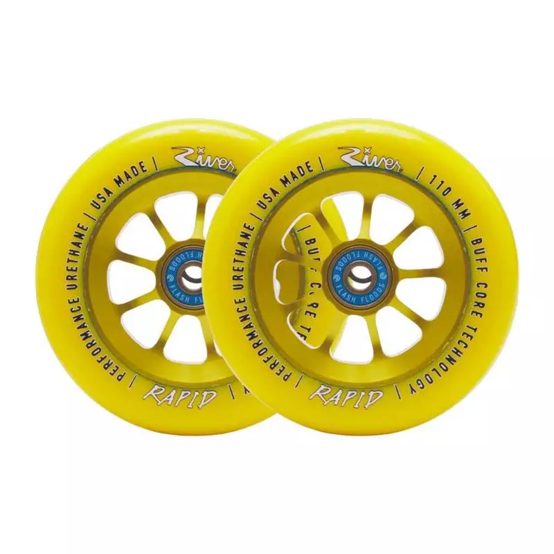 Paire de roues trottinette RIVER WHEELS Naturals Rapid Sunrise 110mm