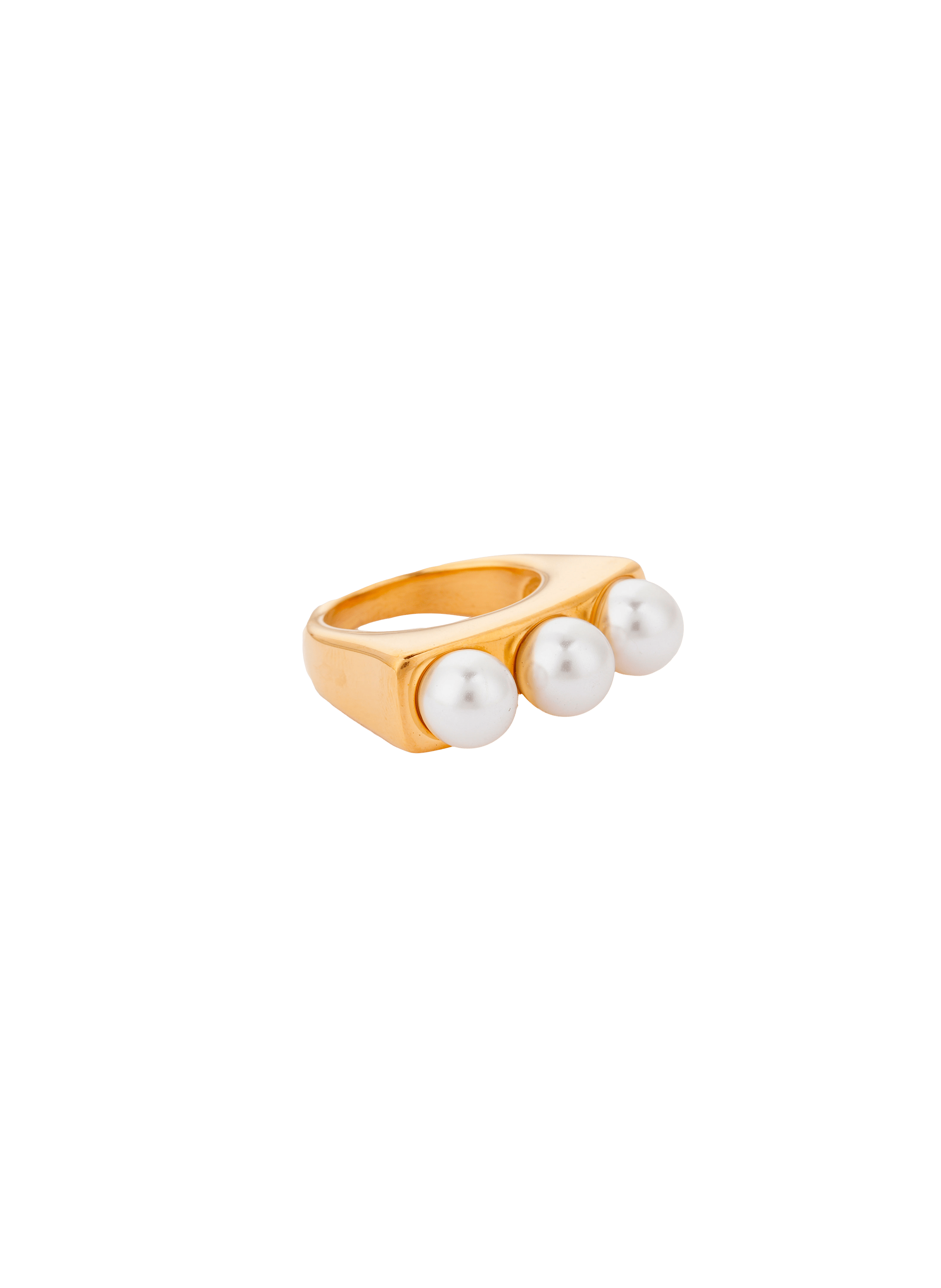GRID - Bague perles en acier inoxydable | Doré