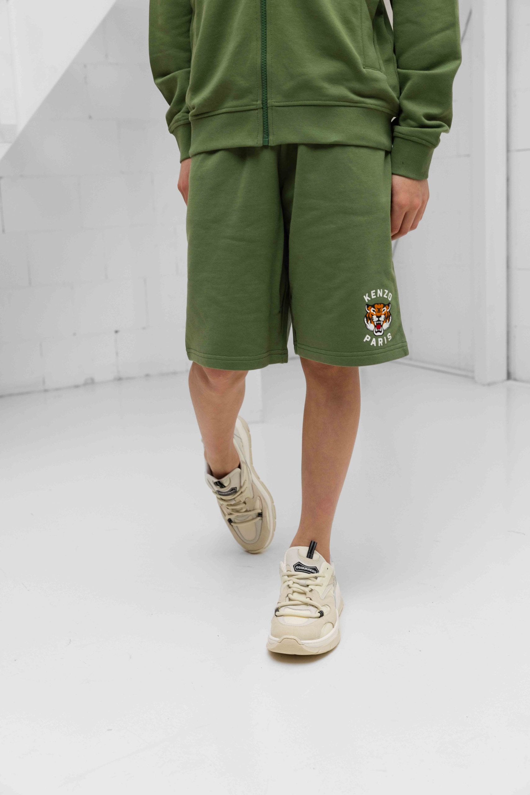 Kenzo Tiger Korte Broek Kids Donkergroen