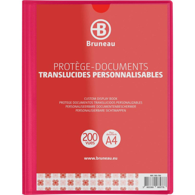 Protège-documents Bruneau polypropylène translucide personnalisable A4 100 pochettes - 200 vues