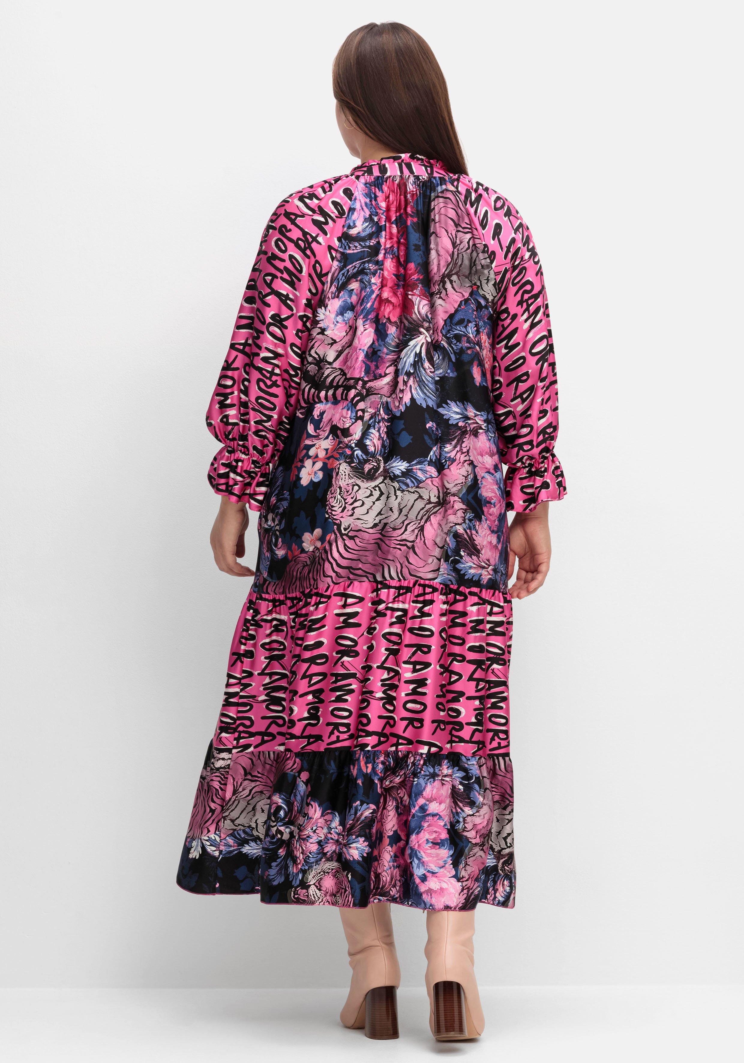 Maxikleid im Mustermix, mit Volant