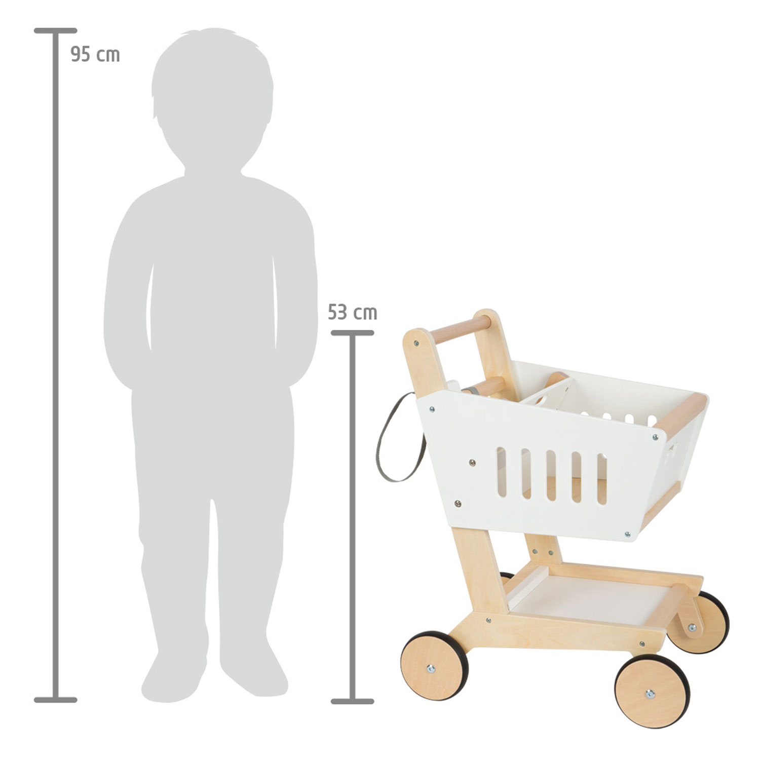 Small Foot - Houten Supermarkt Winkelwagen Wit
