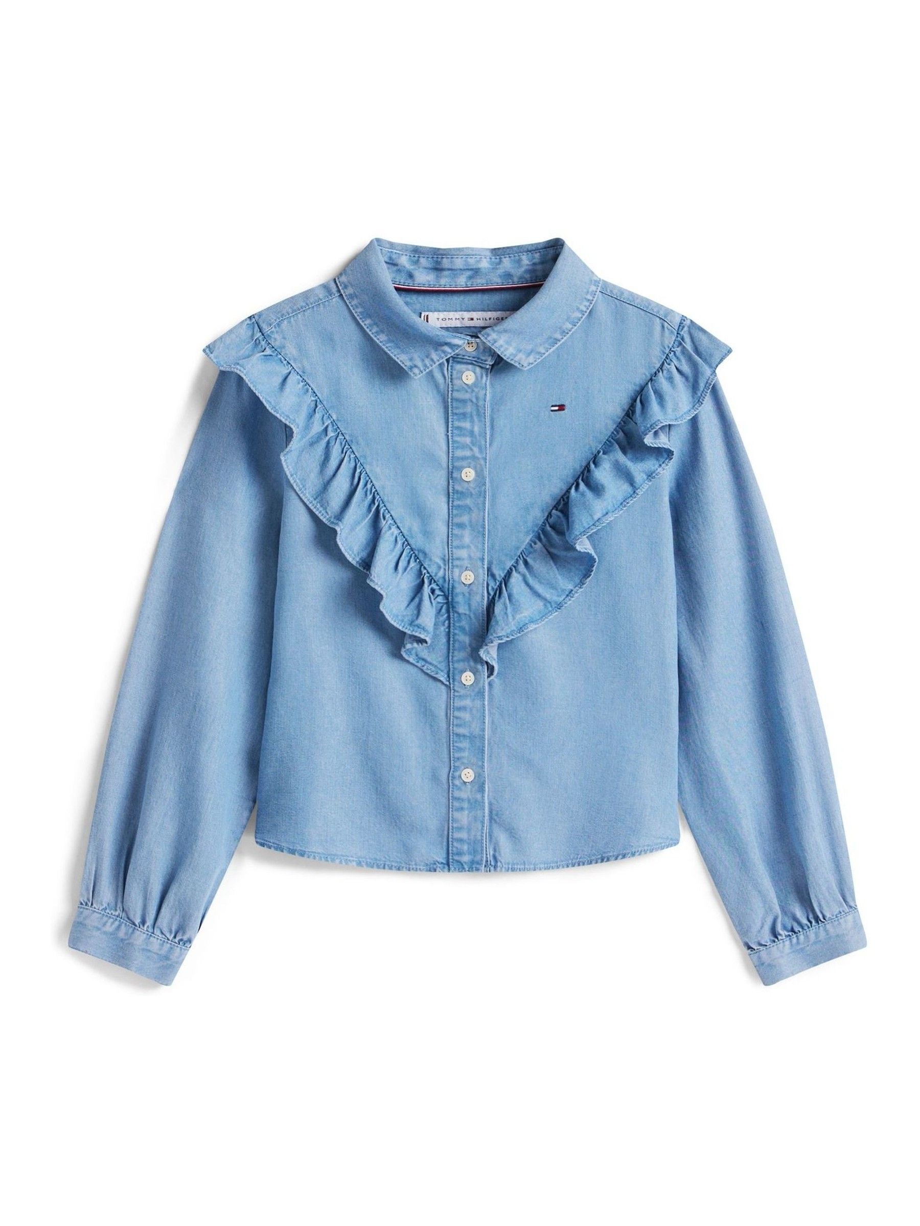Blauw - Tommy Hilfiger Ruffle Relaxed Fit Blouse