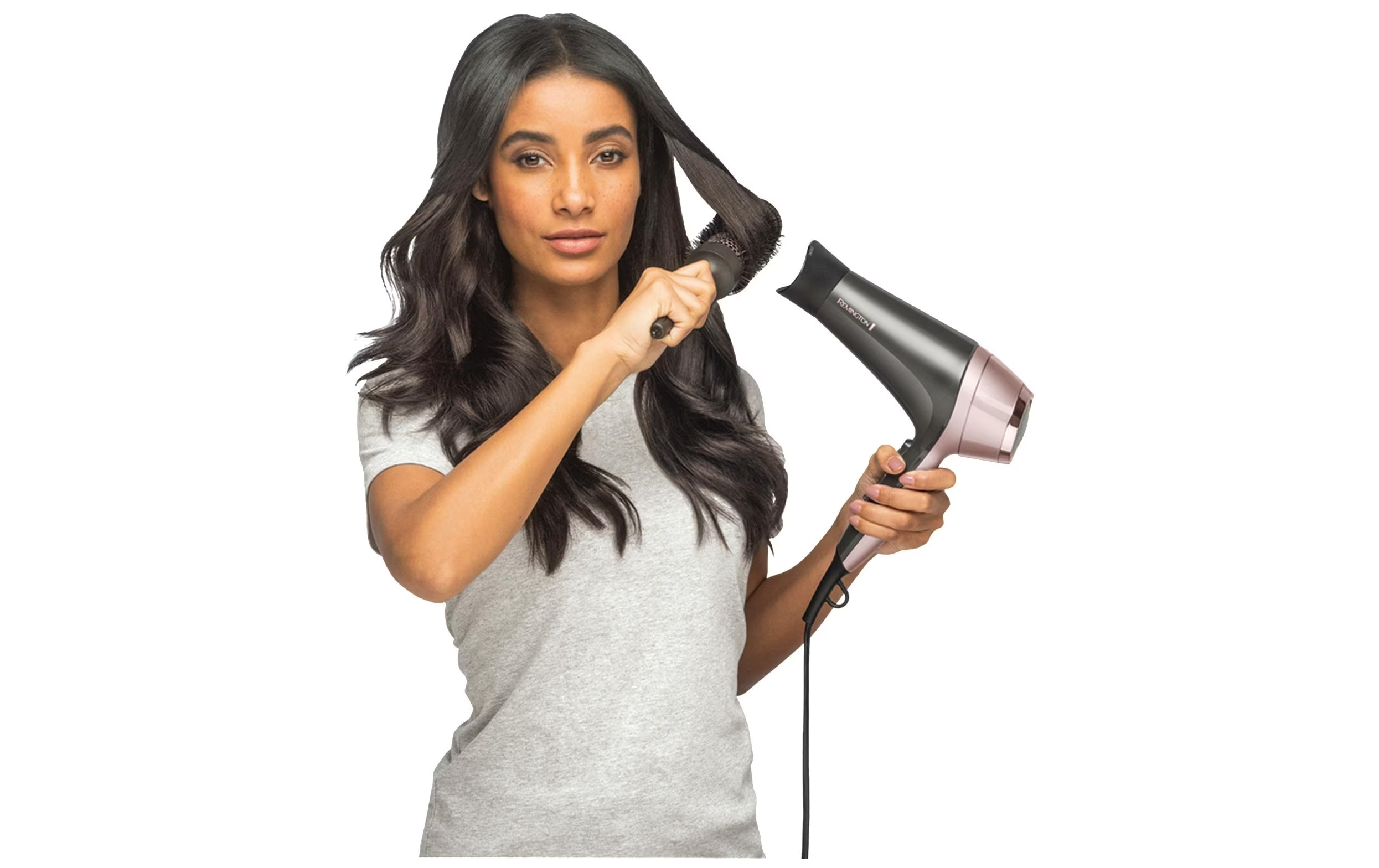 D5706 Haartrockner Curl & Straight Confidence Haar Föhn mit 3 Aufsätzen   Rundbürste (45672560100) - Schwarz / Roségold