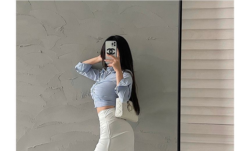 RainGirl - Hoge taille effen midi-rok met rechte pijpen